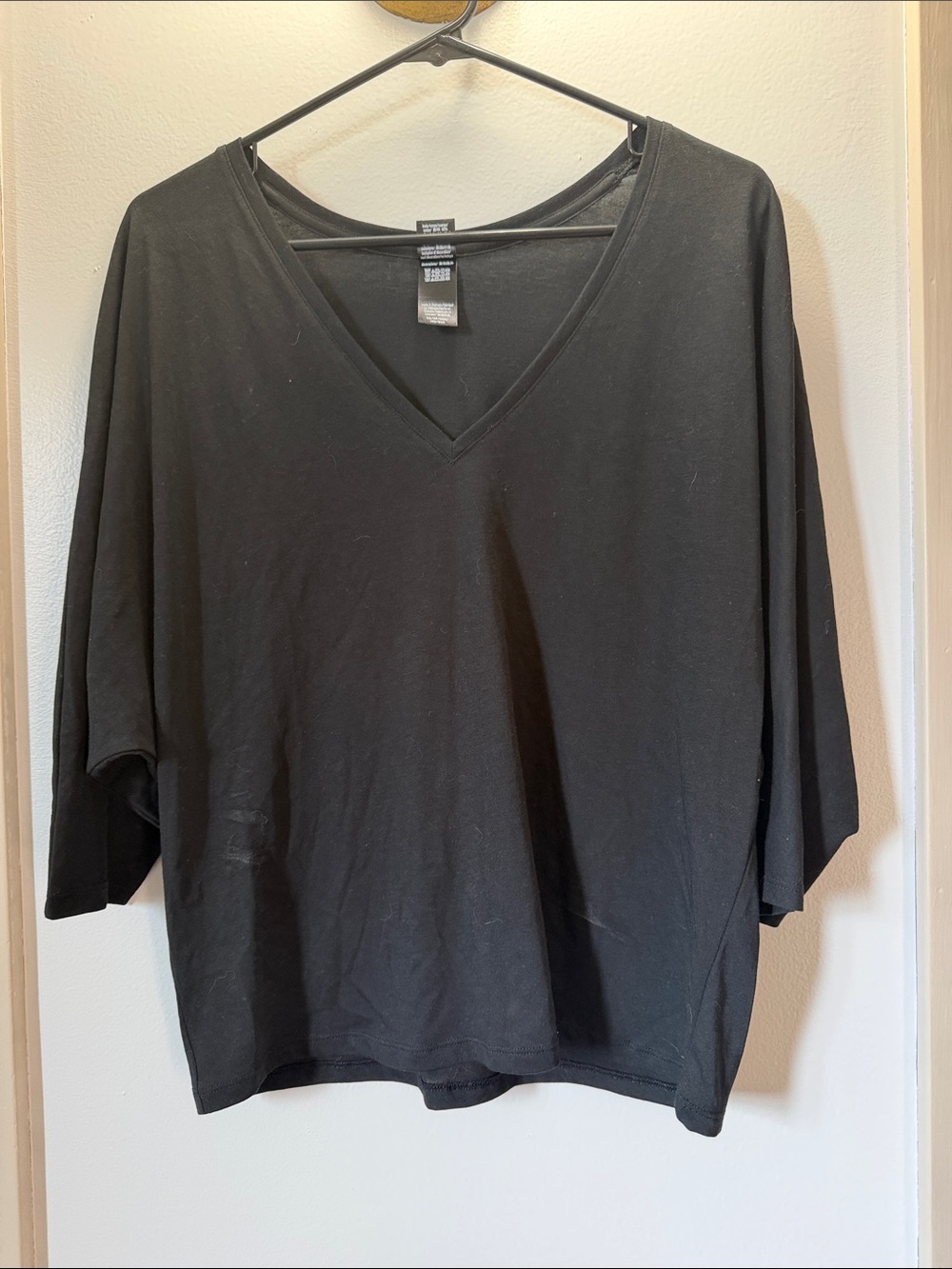 Relaxed Black V-Neck Short Sleeve Tee by